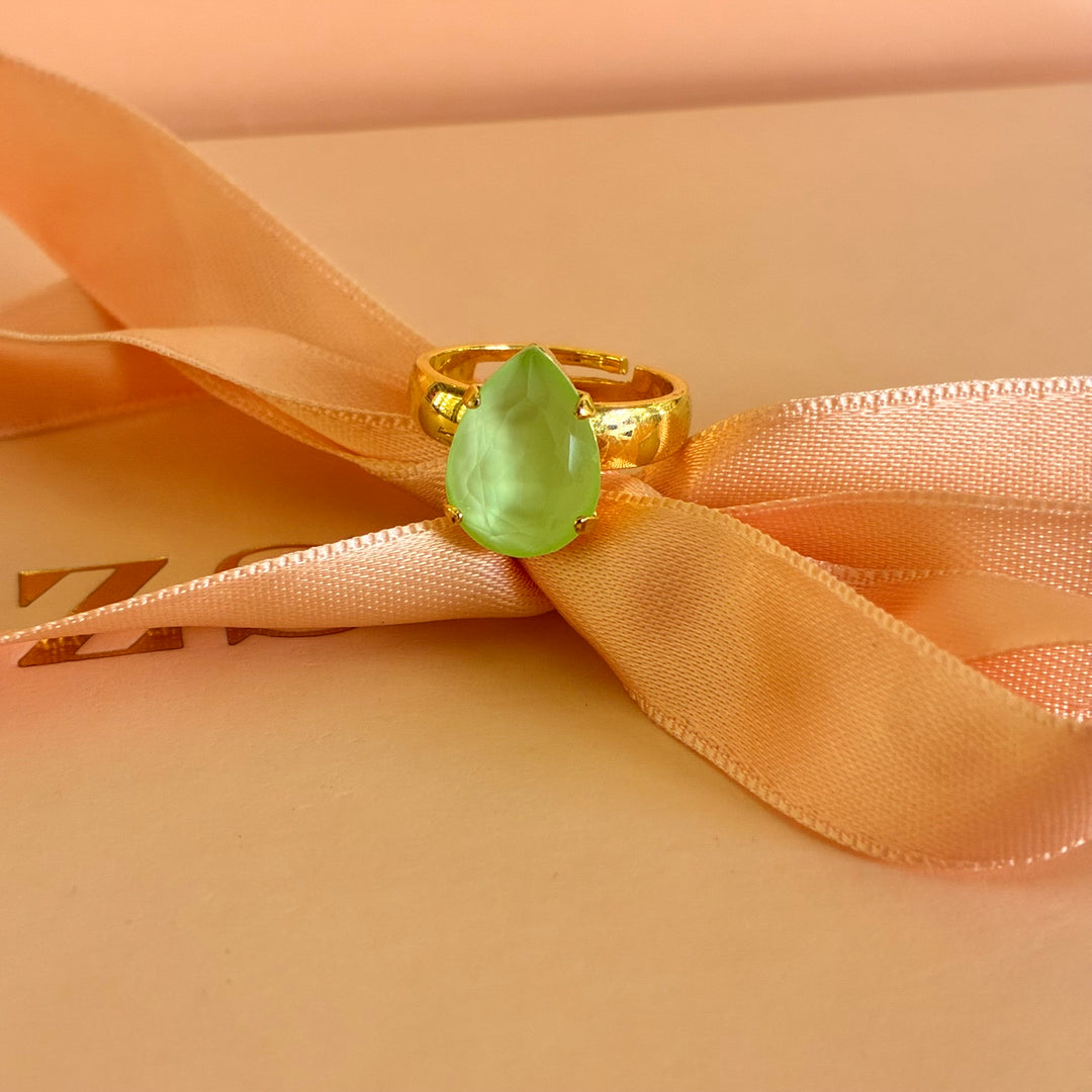 Mint teardrop Swarovski crystals ring