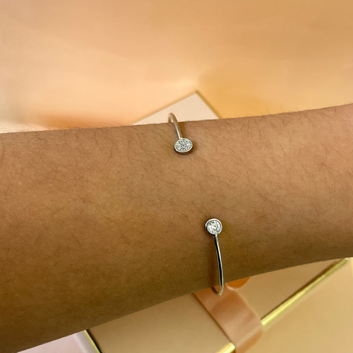Silver zircone open bangle