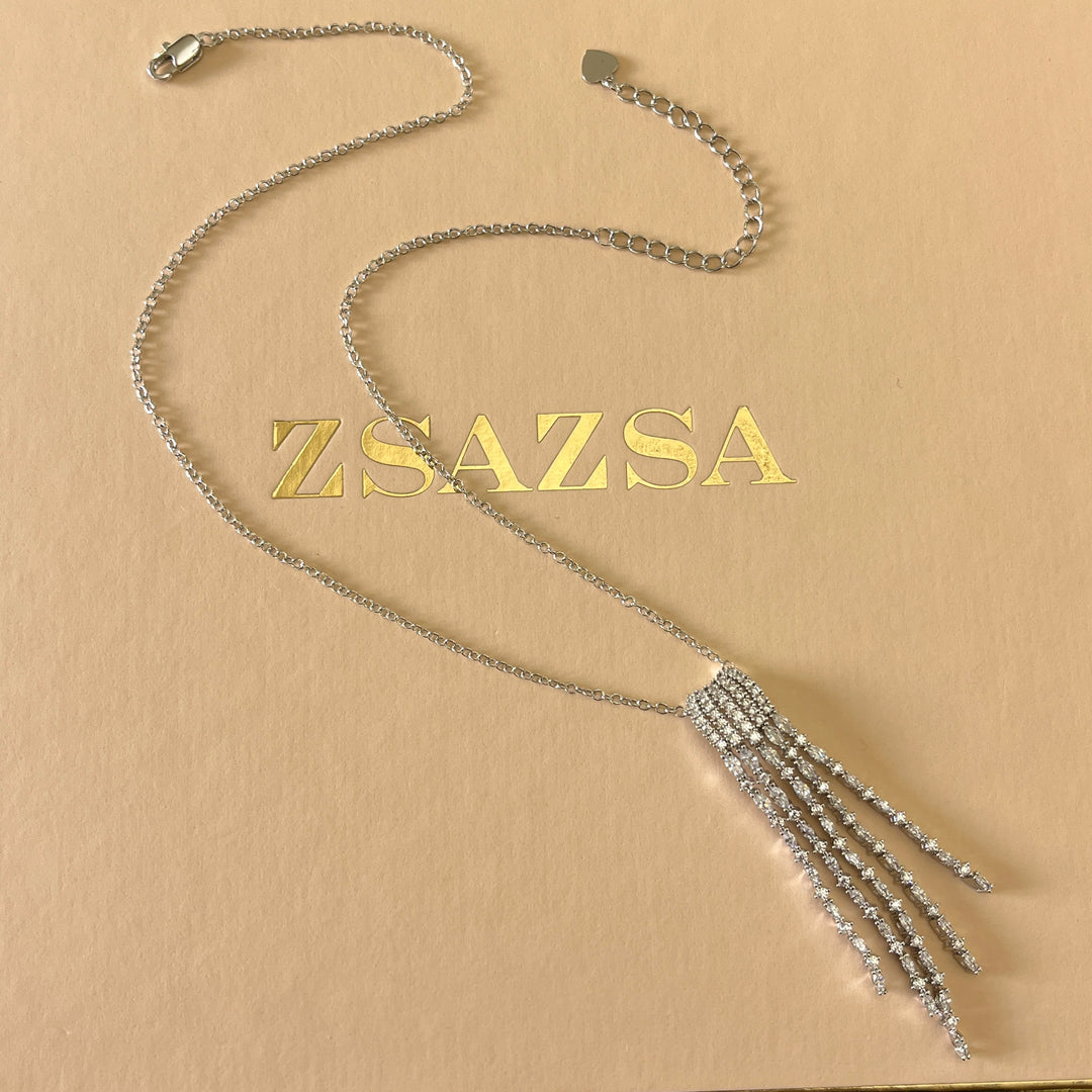 Silver zircone fringe set