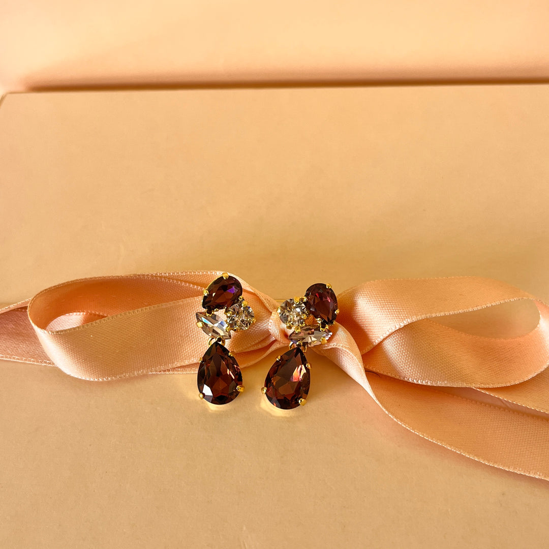 Purple teardrop Swarovski crystals set