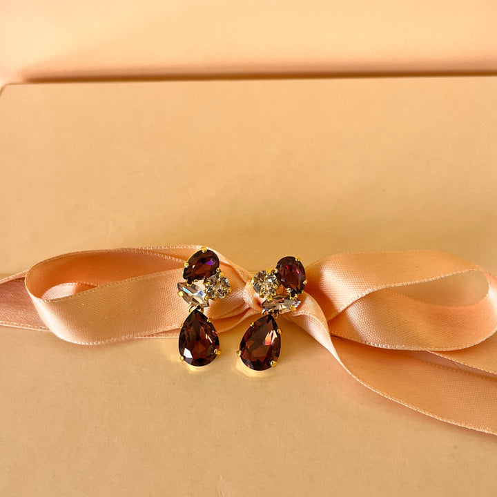 Purple teardrop Swarovski crystals set