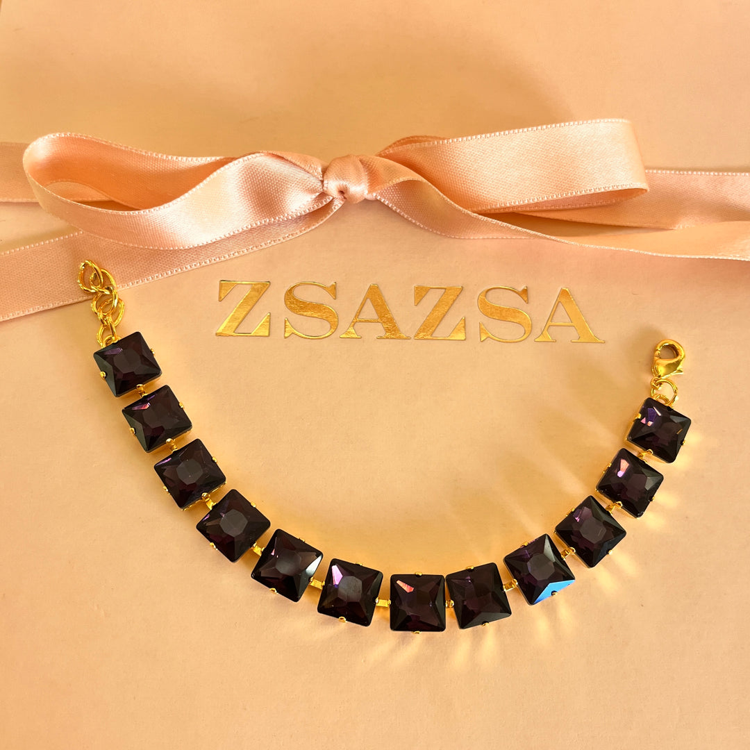 Purple preciosa crystals studs and bracelet