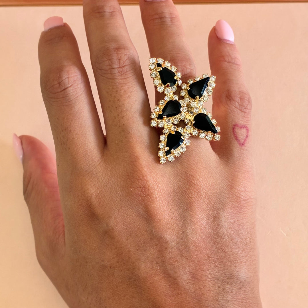 Black teardrops Preciosa crystals set