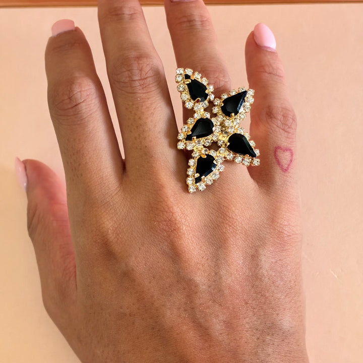 Black teardrops Preciosa crystals set