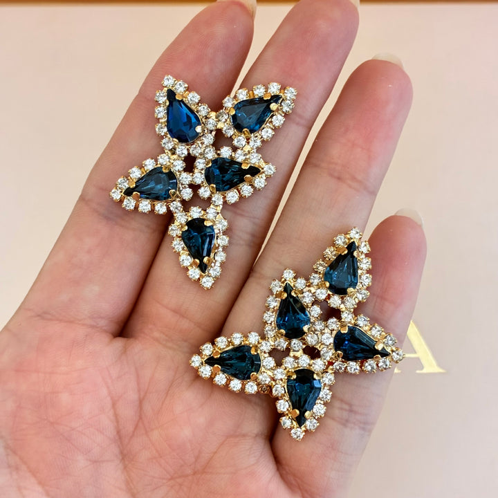 Navy blue teardrops Preciosa crystals set