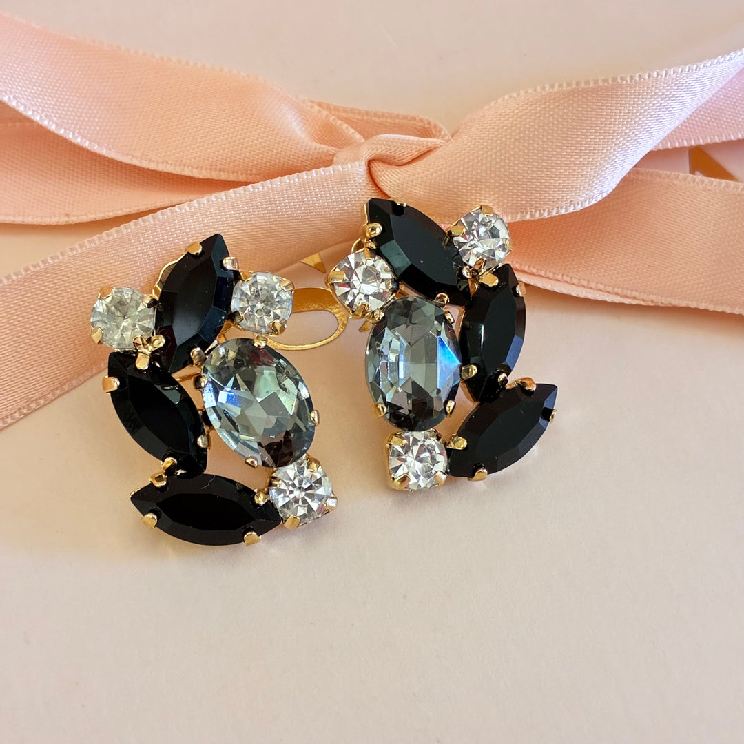 Marquise black mixed shapes earrings