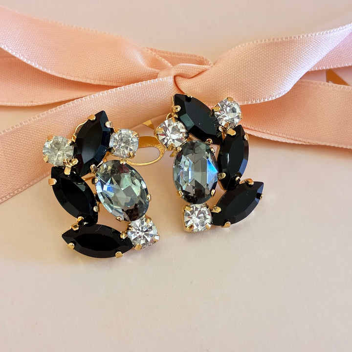 Marquise black mixed shapes earrings