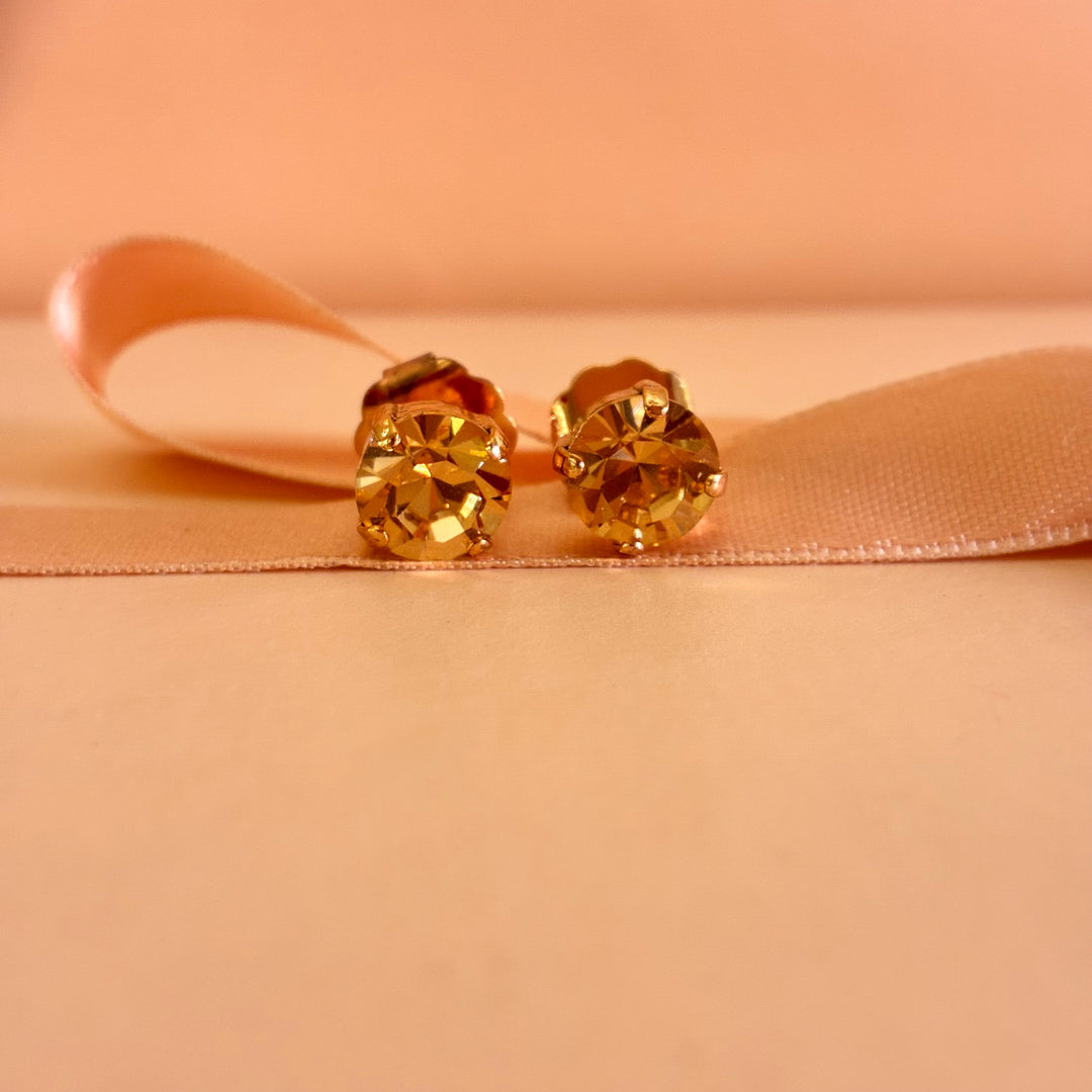 Peach Preciosa crystals gold plated studs