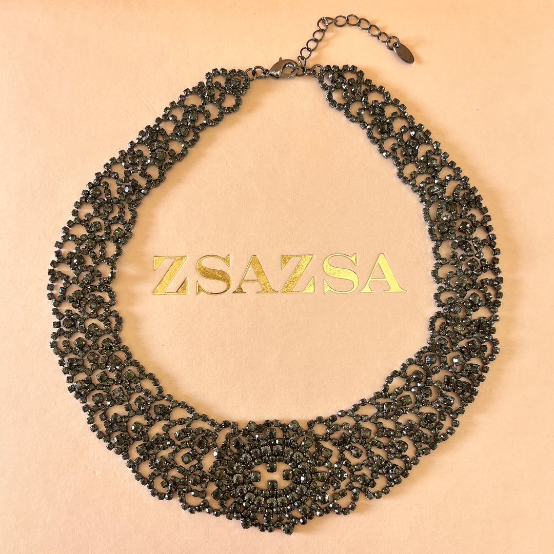 Grey preciosa crystals necklace and bracelet