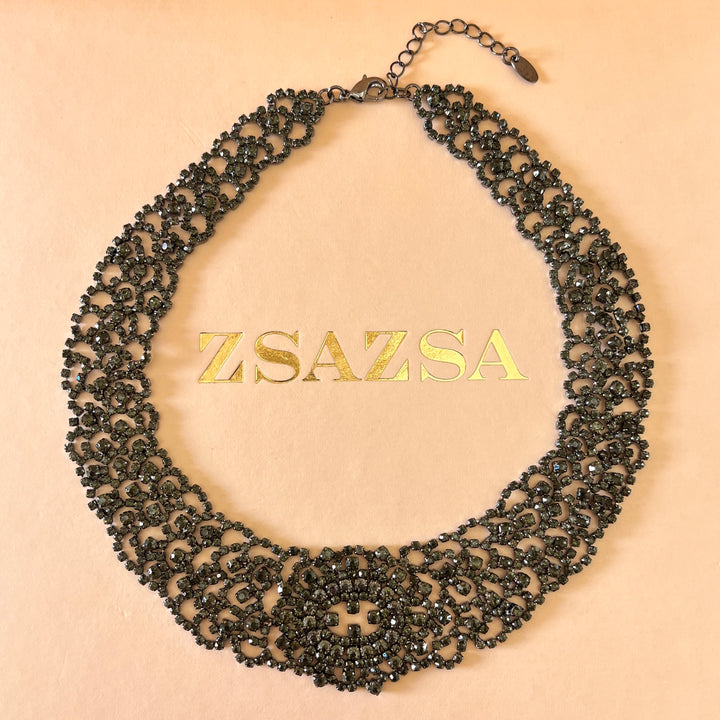 Grey preciosa crystals necklace and bracelet