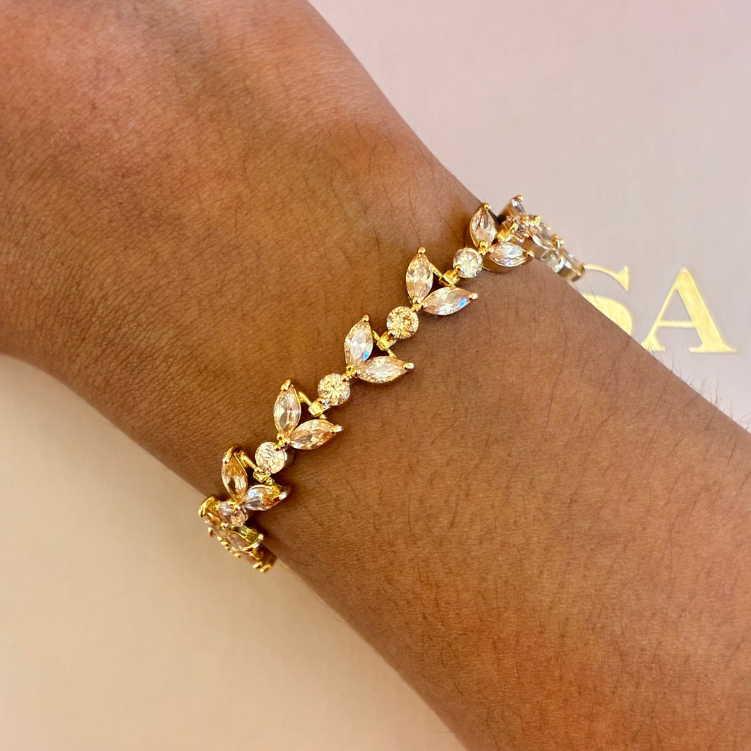 Flower marquise peach zircone set