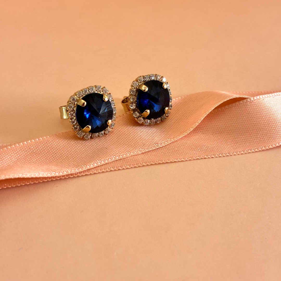 Navy blue Swarovski crystals studs