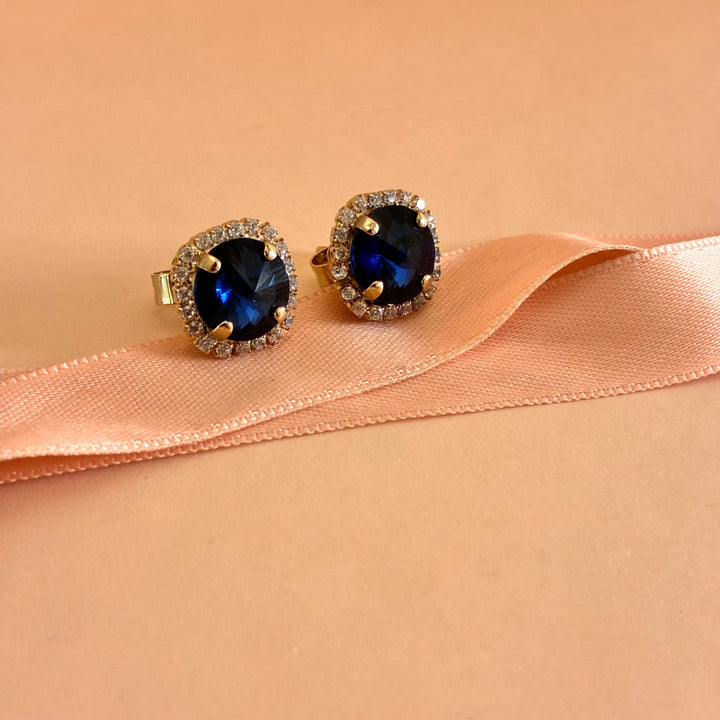 Navy blue Swarovski crystals studs