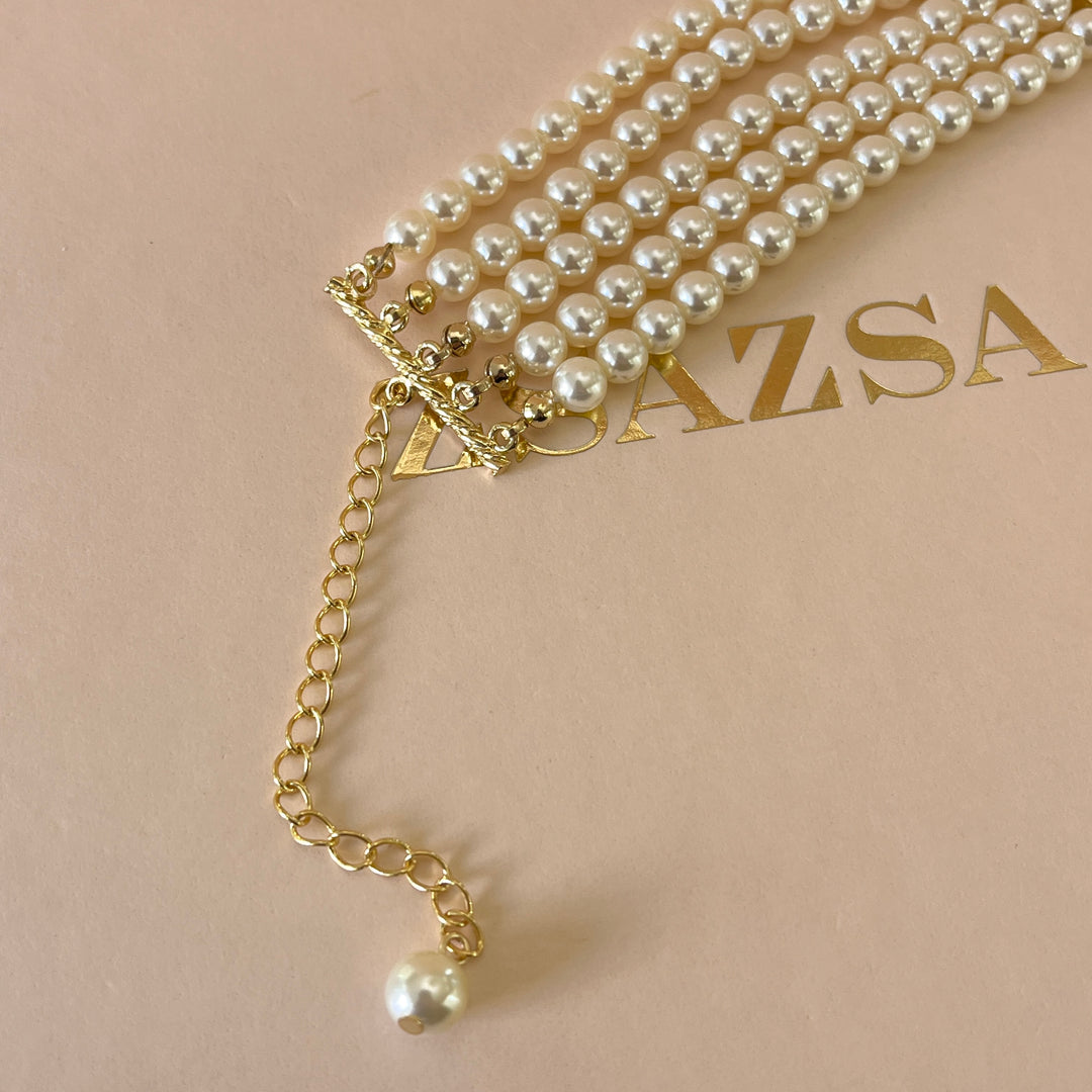 Cream pearls gold plated chocker