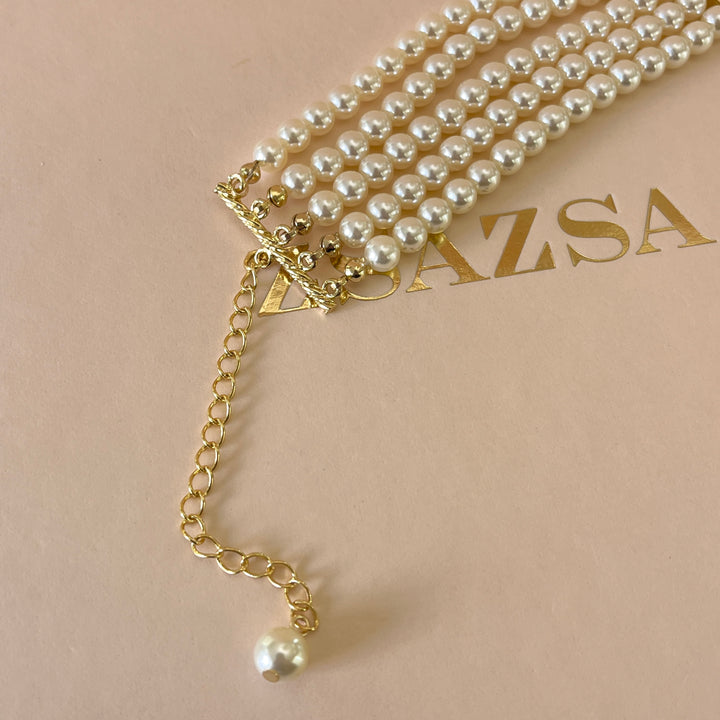 Cream pearls gold plated chocker