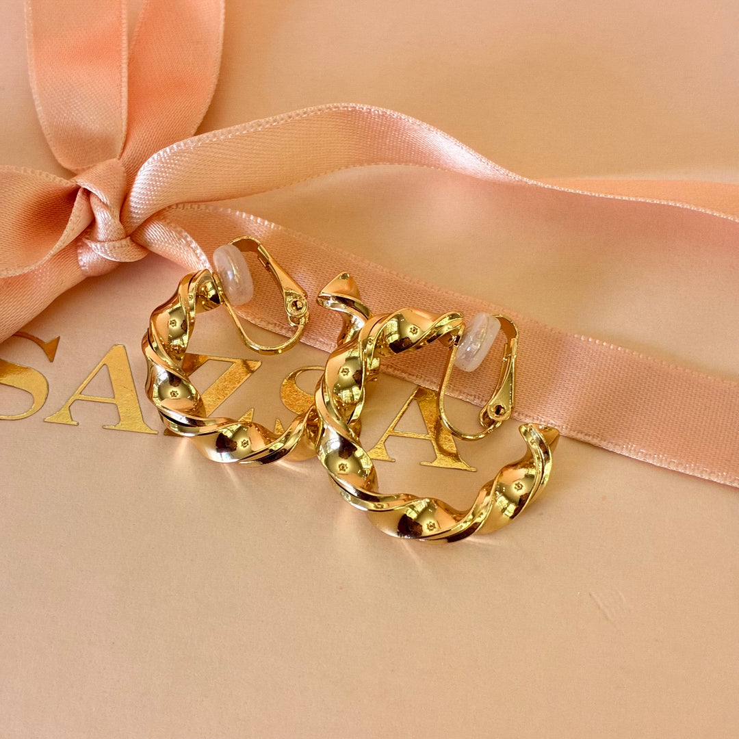 Gold twisted hoops