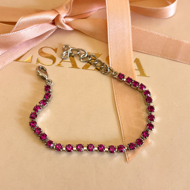 Fuchsia Swarovski crystals bracelet