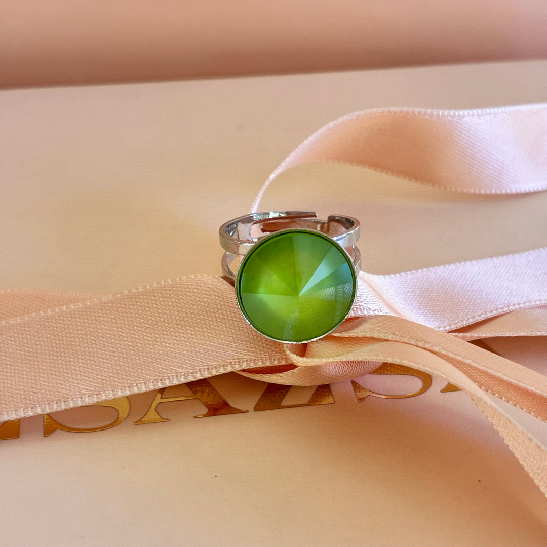 Green Swarovski crystals silver set