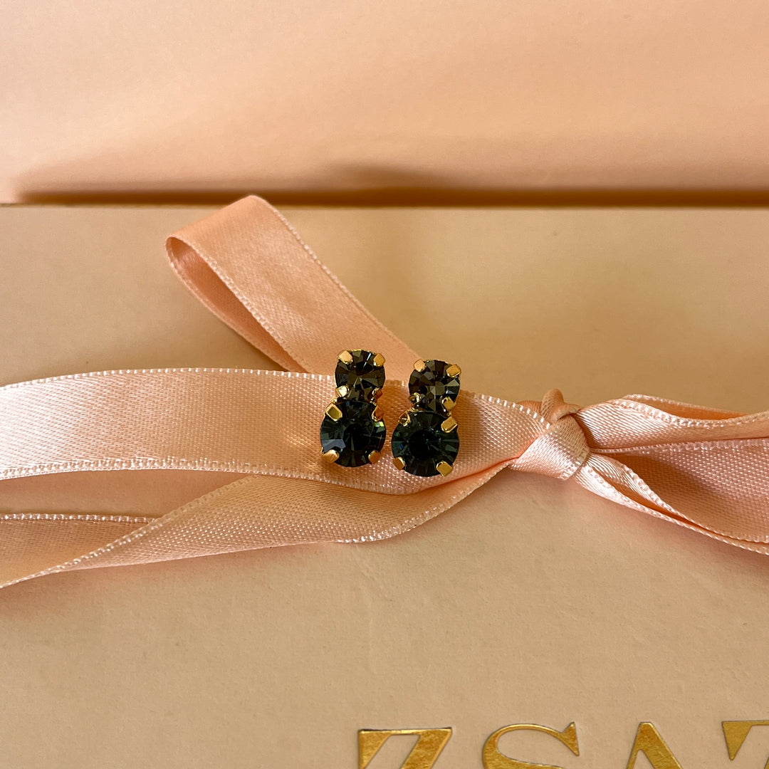 Grey double preciosa crystals studs