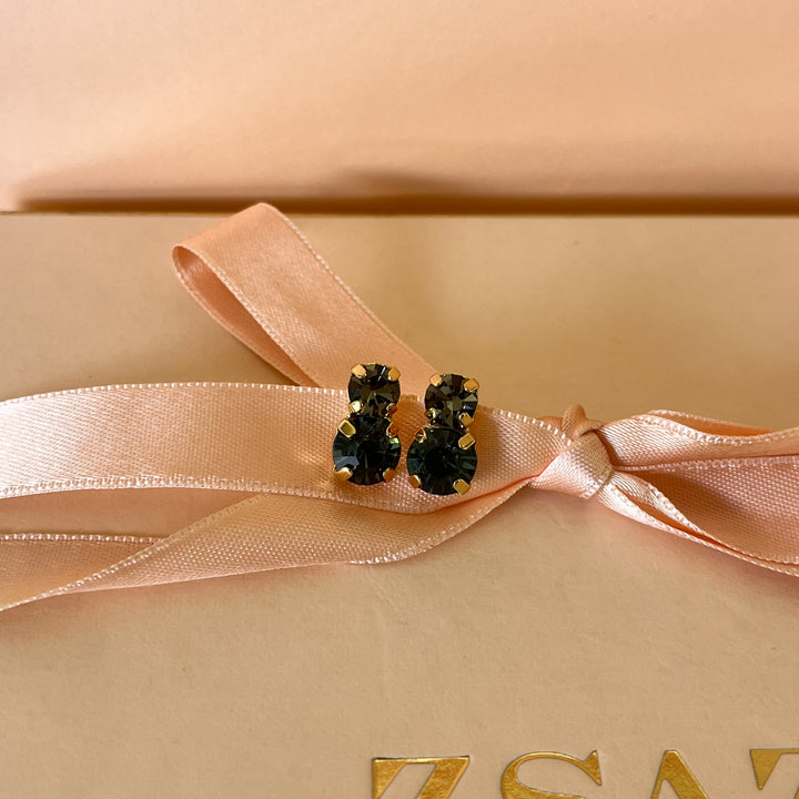 Grey double preciosa crystals studs