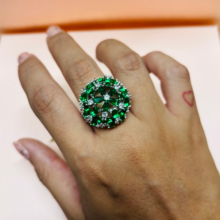 Flower zircone silver set