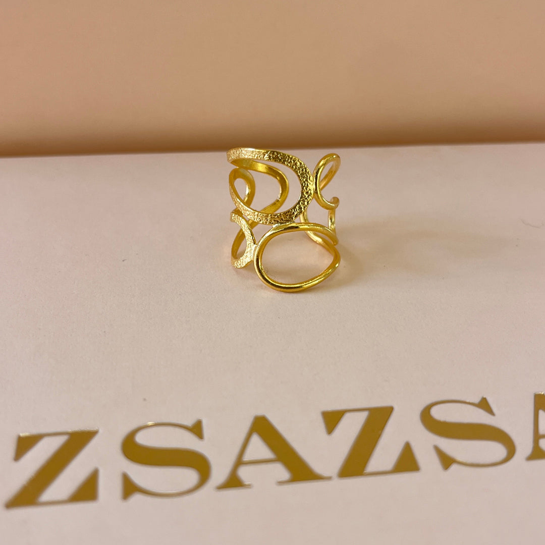 Twisted gold handmade bangle and ring