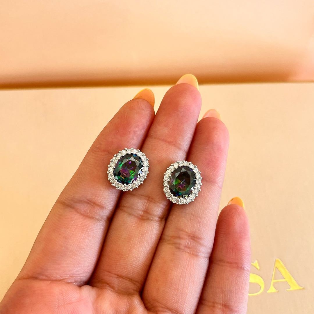 Watermelon oval zircone set