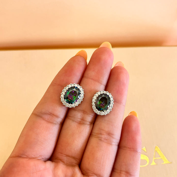 Watermelon oval zircone set