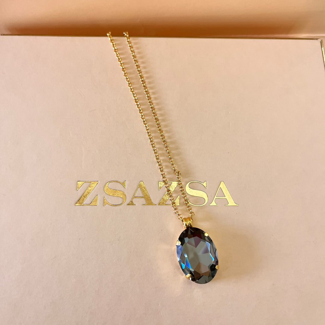 Grey oval preciosa crystal pendant