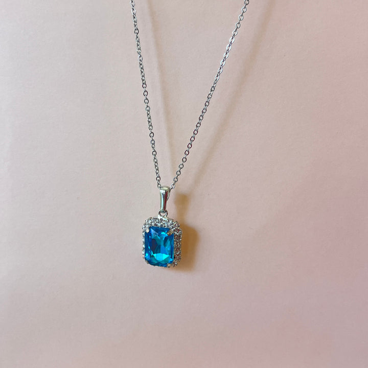 Turquoise rectangular preciosa Crystal pendant