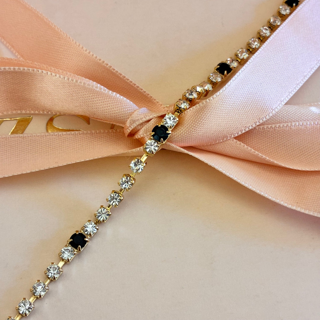 Dainty Black Preciosa crystals bracelet