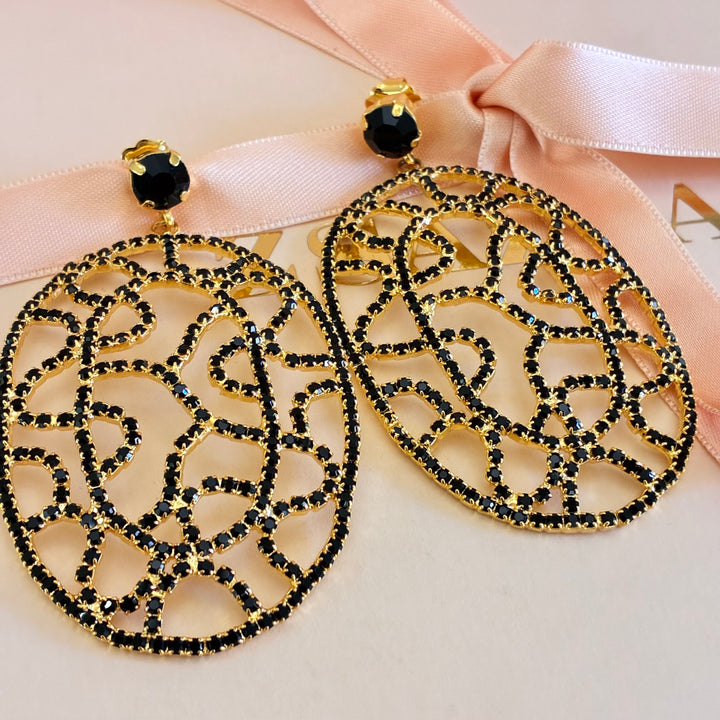 Black preciosa crystals earrings