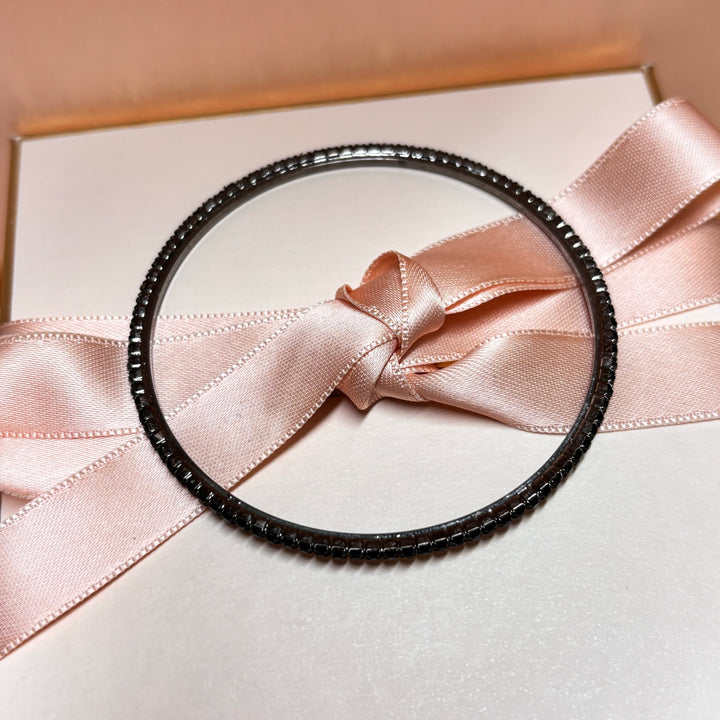 Big dainty black rhinestone bangle