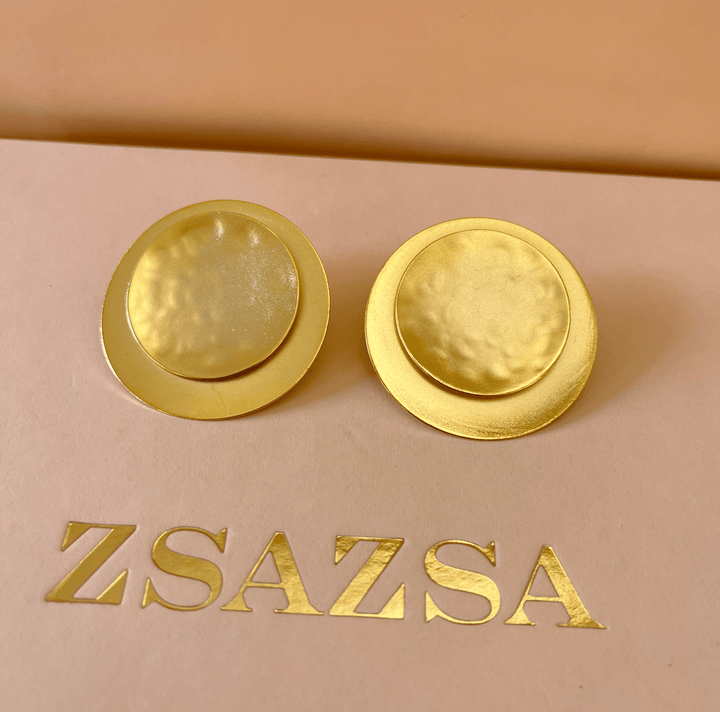 Gold round handmade studs