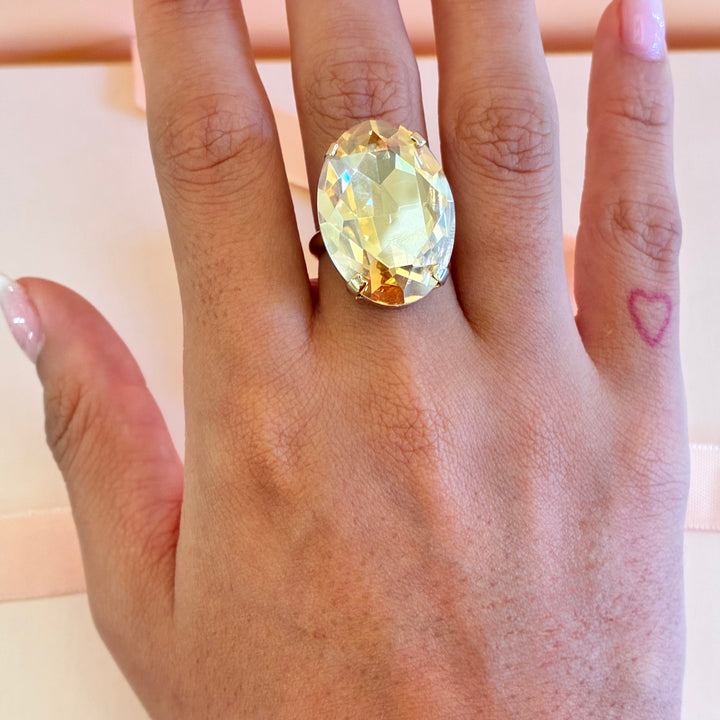 Big oval Champagne gold plated ring