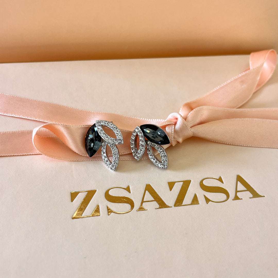 Grey marquise Swarovski crystals studs and bracelet