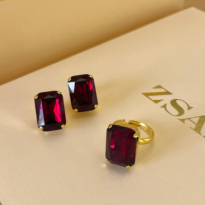 Dark red preciosa Crystals set