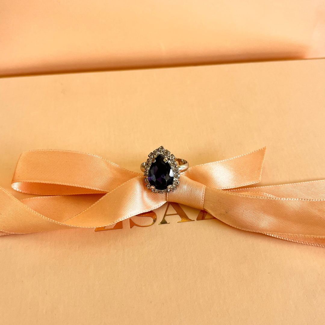 Purple teardrop preciosa crystals set