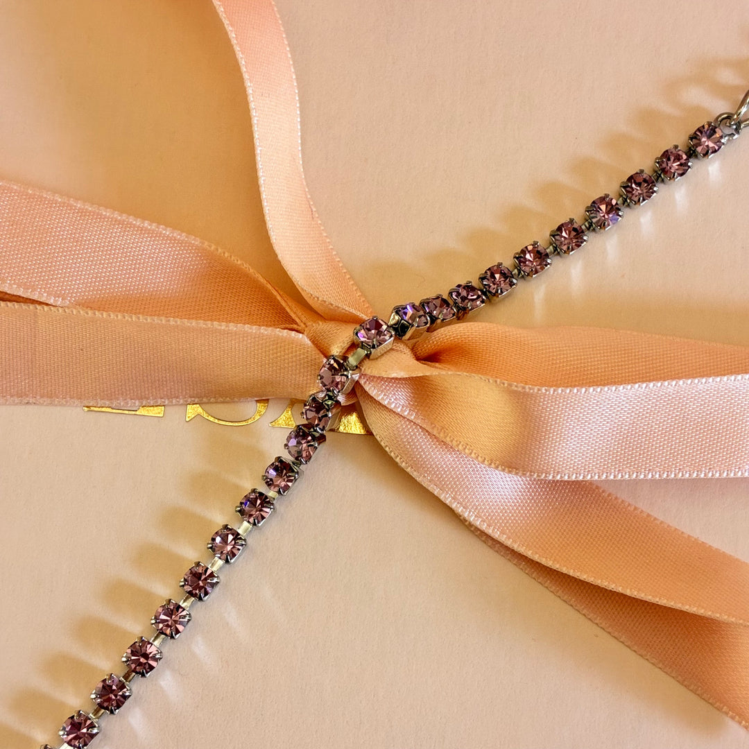 Dainty Mauve Swarovski crystals silver bracelet