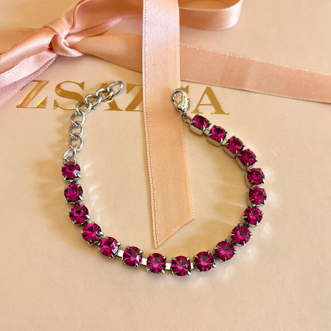 Fuchsia Swarovski crystals bracelet