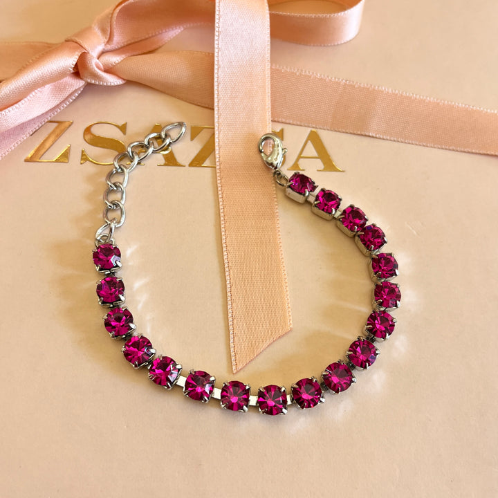 Fuchsia Swarovski crystals bracelet
