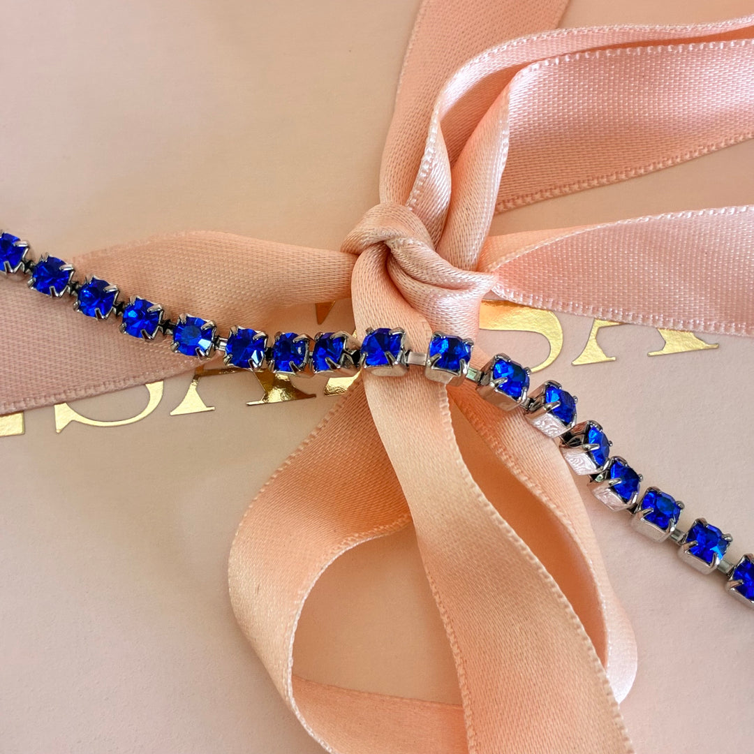 Royal blue Swarovski crystals silver bracelet