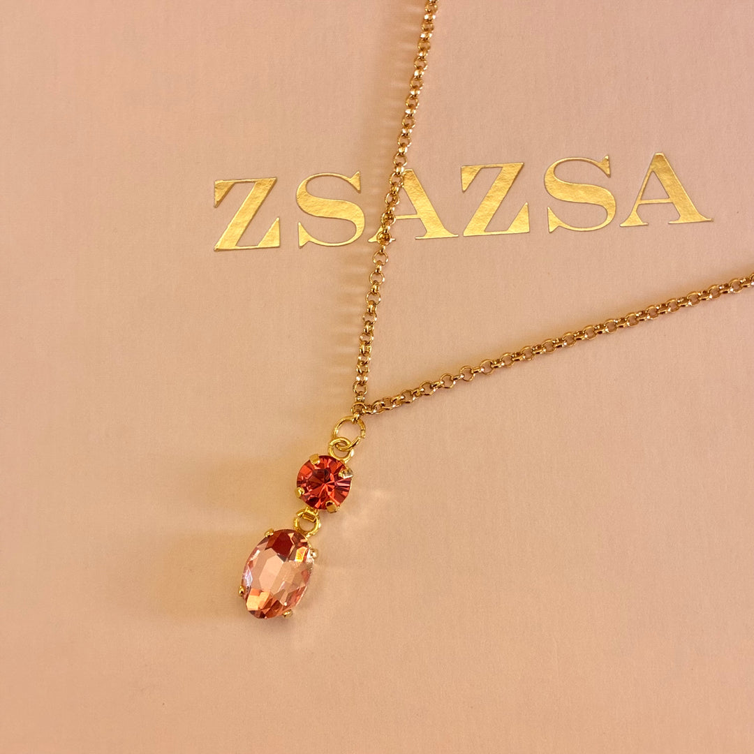 Peach and orange Swarovski crystals pendant
