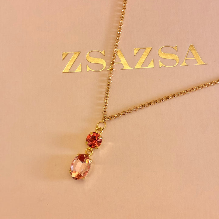 Peach and orange Swarovski crystals pendant