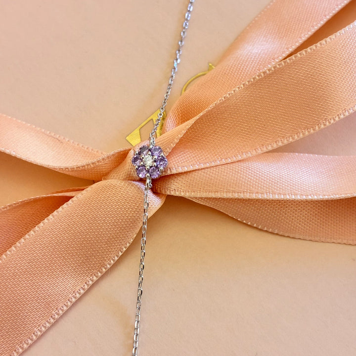 Dainty flower lilac sterling silver bracelet