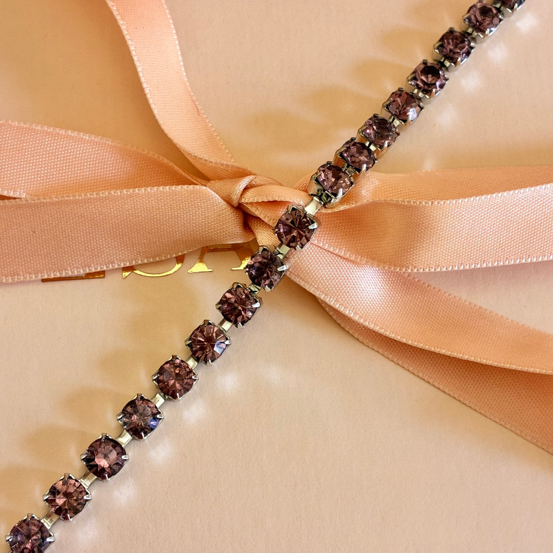 Mauve Swarovski crystals silver bracelet