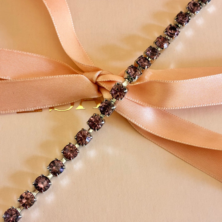 Mauve Swarovski crystals silver bracelet