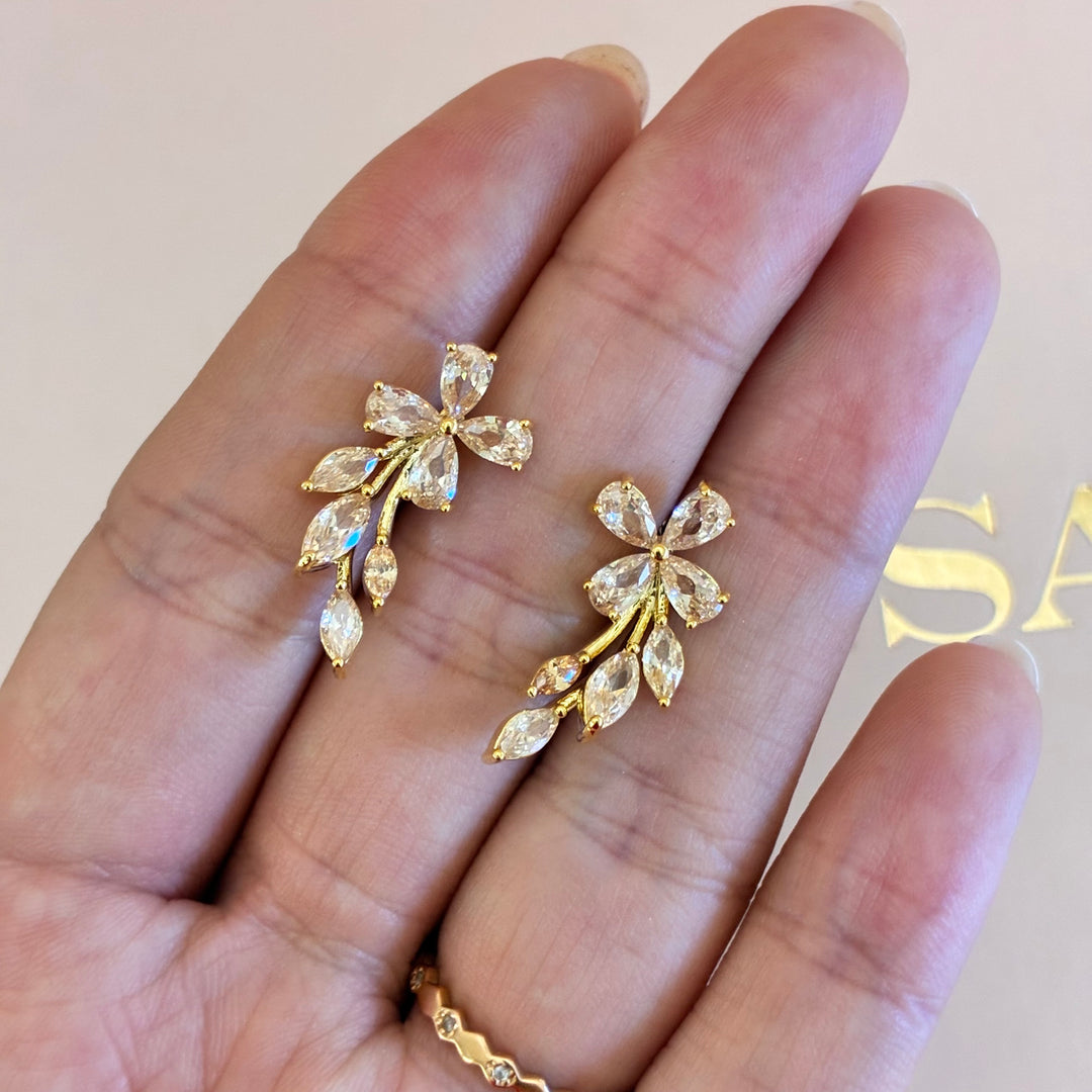 Flower marquise peach zircone set