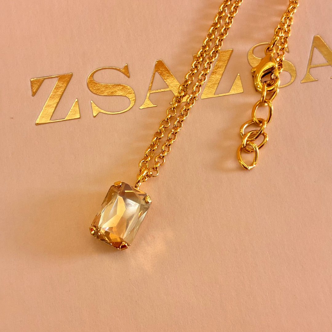 Champagne Dainty rectangular gold plated pendant