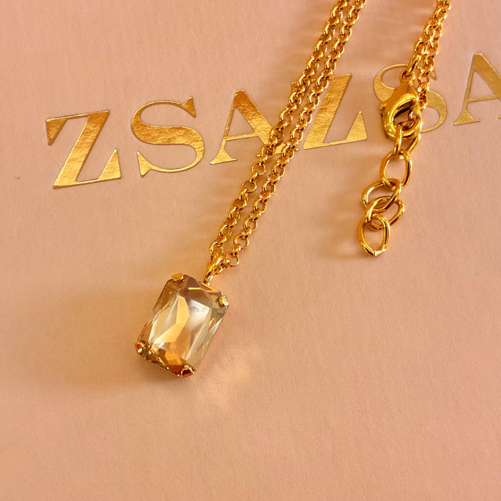 Champagne Dainty rectangular gold plated pendant